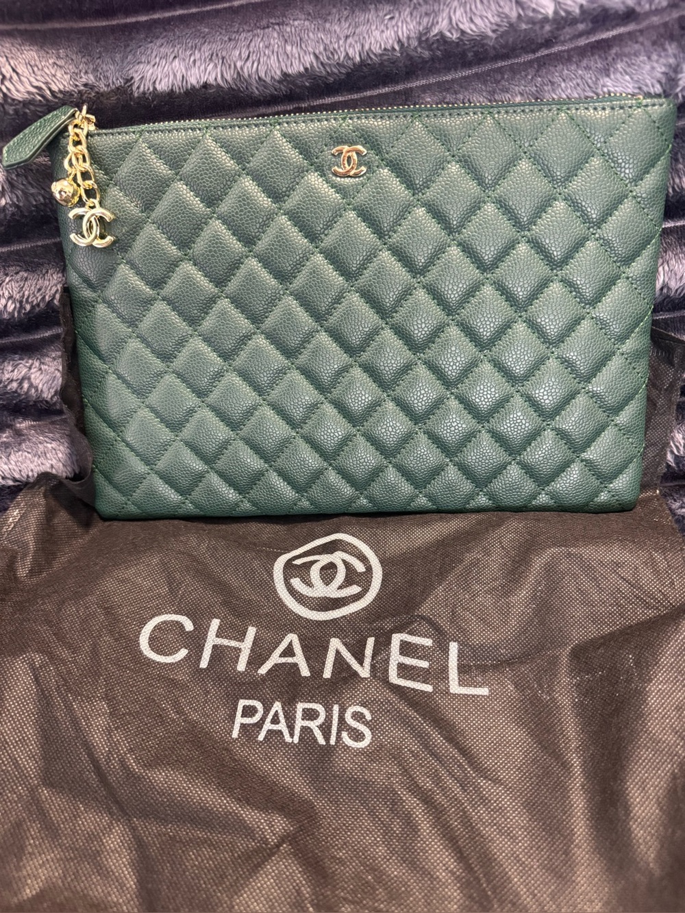 New Luxury Styled Quilted Emerald Green Leather Clutch